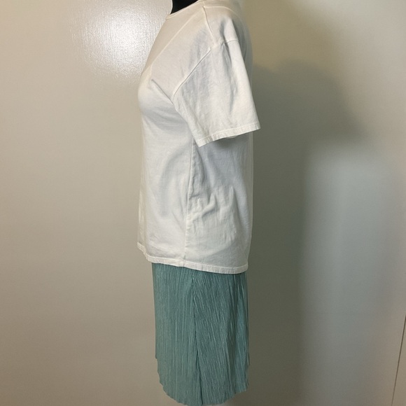 15. Zara White and Mint Green Asymmetrical Pleated Pencil Shirt Dress Size S - Picture 6 of 8